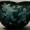 Rare Bird Over cased green glass diamond wheel engraved Size 19x27x18cm.JPG